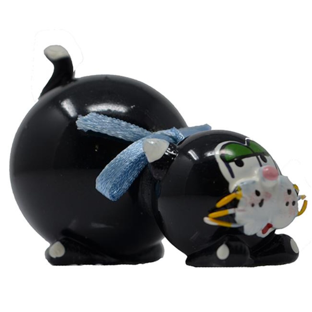 Brushart MARBLE0506 Black Large Cat with Bow Ornament, Marble